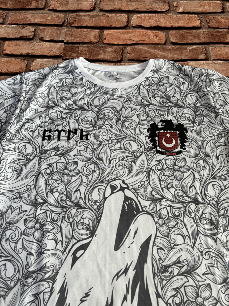 Türkiye Beyaz Bozkurt Forma Kurt Desenli Kabartmalı