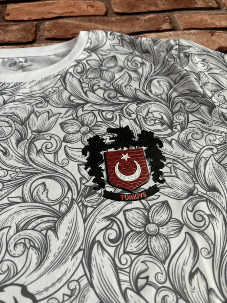 Türkiye Beyaz Bozkurt Forma Kurt Desenli Kabartmalı