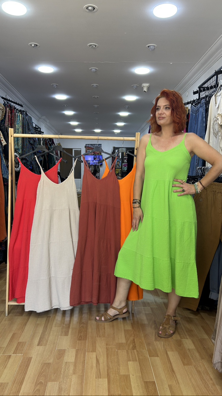 İp Askılı Müslin Elbise