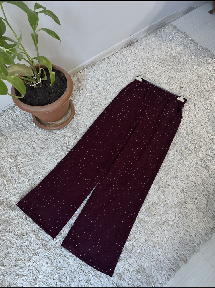 Bordo Oysho Taşlı Pantolon