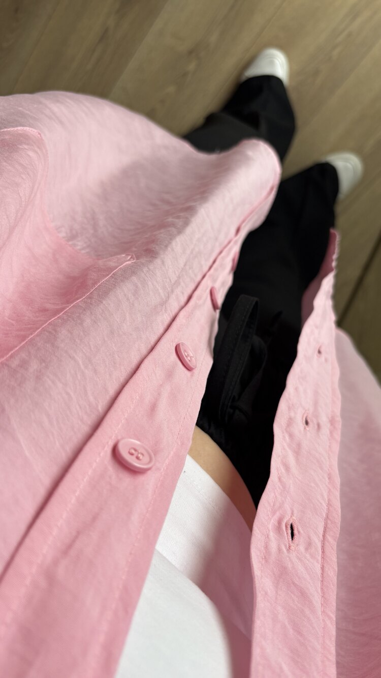 Pembe Oversize Tensel Gömlek