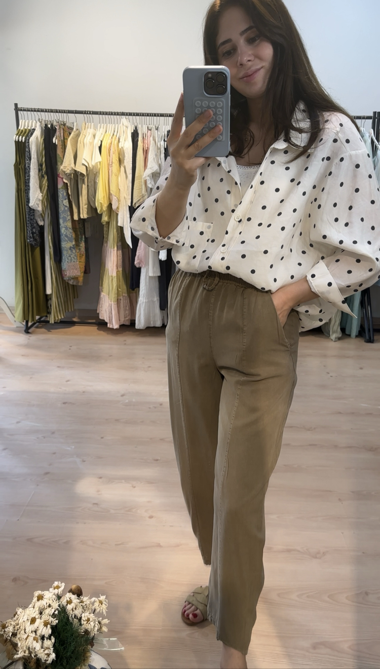 Tensel beli lastikli pantolon 