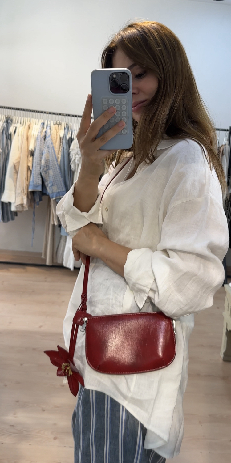 Beyaz oversize keten gömlek