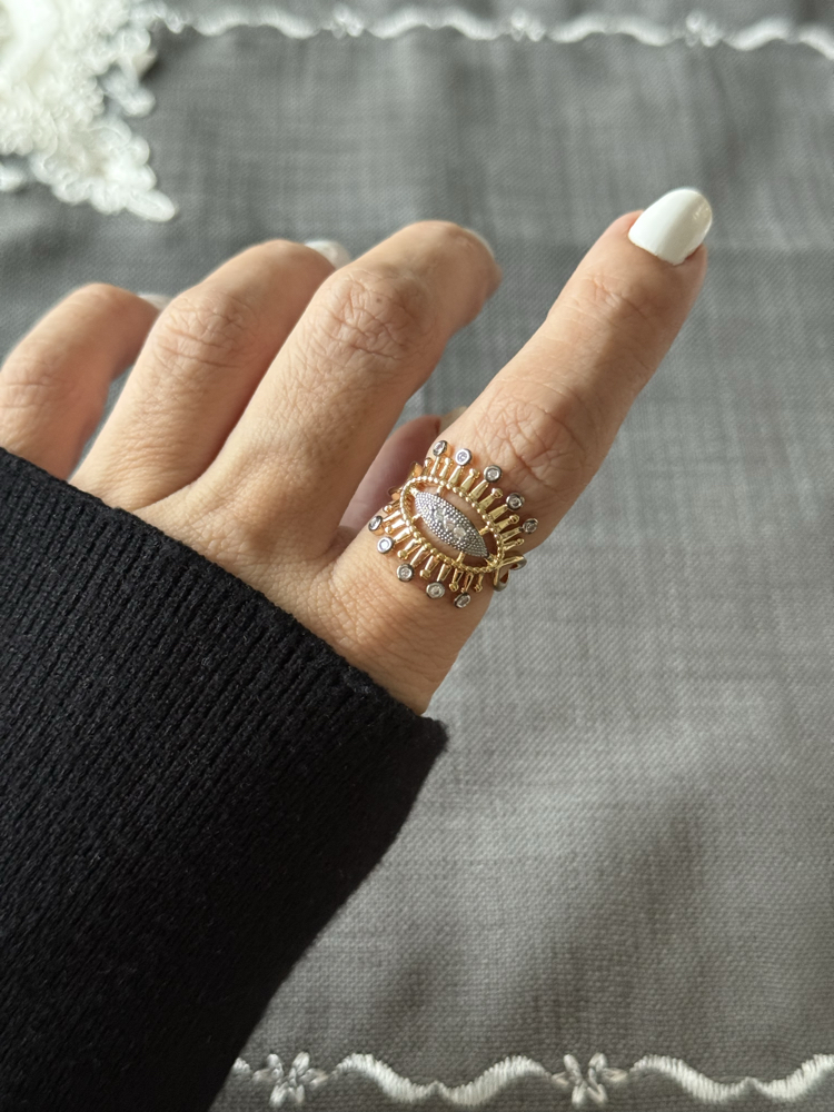 Taşlı güneş model göz gold yüzük
