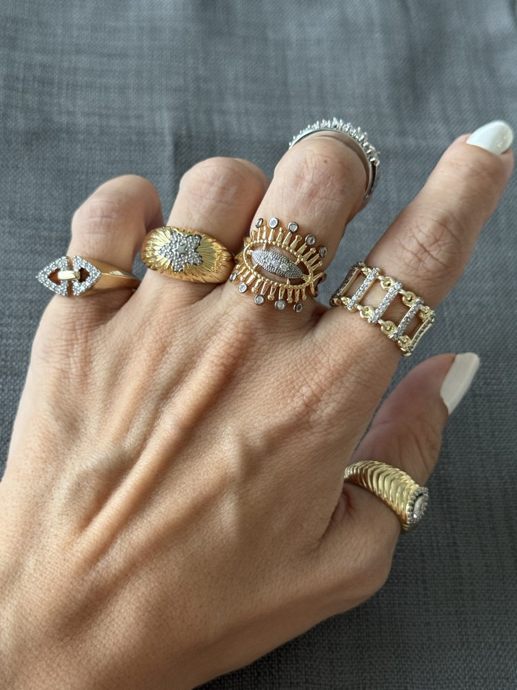 Taşlı güneş model göz gold yüzük