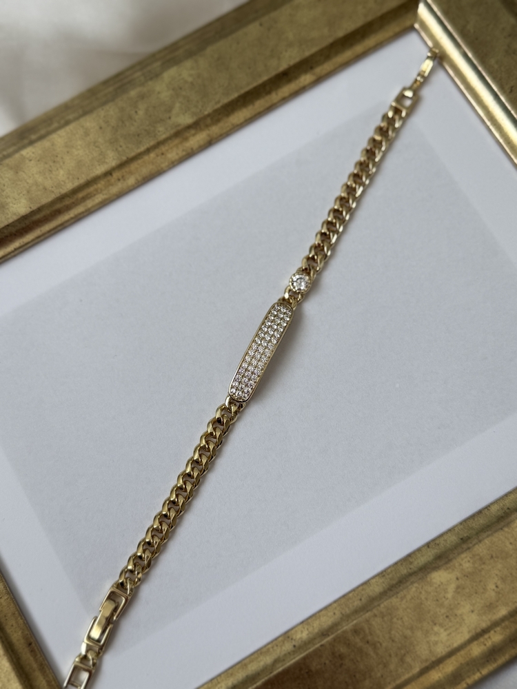 Gold taşlı özel seri künye bileklik