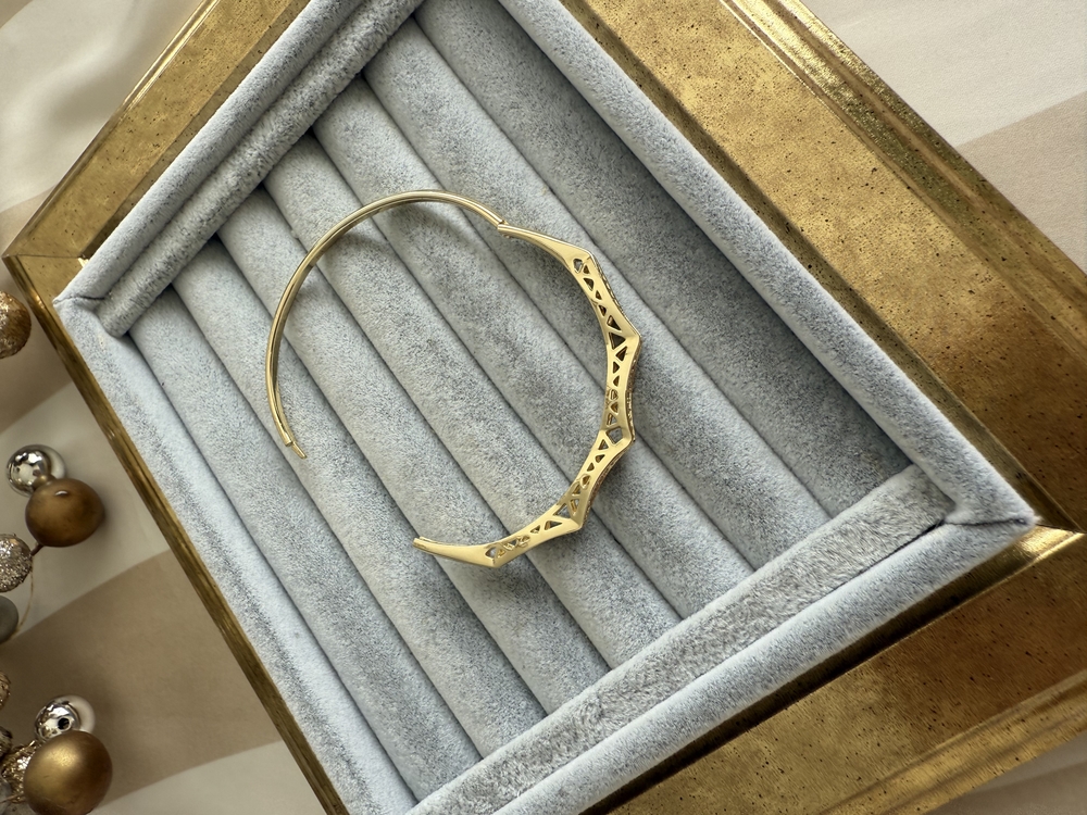 Taşlı kafes gold tasma bileklik