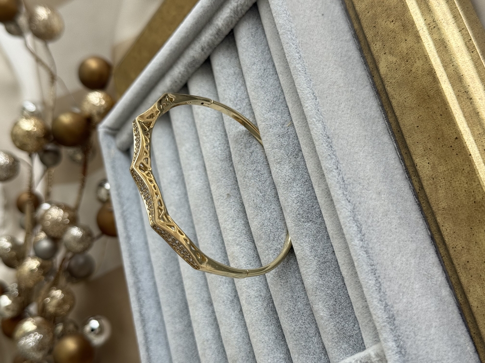 Taşlı kafes gold tasma bileklik