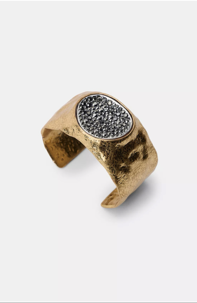 Parlak taşlı gold metal bileklik
