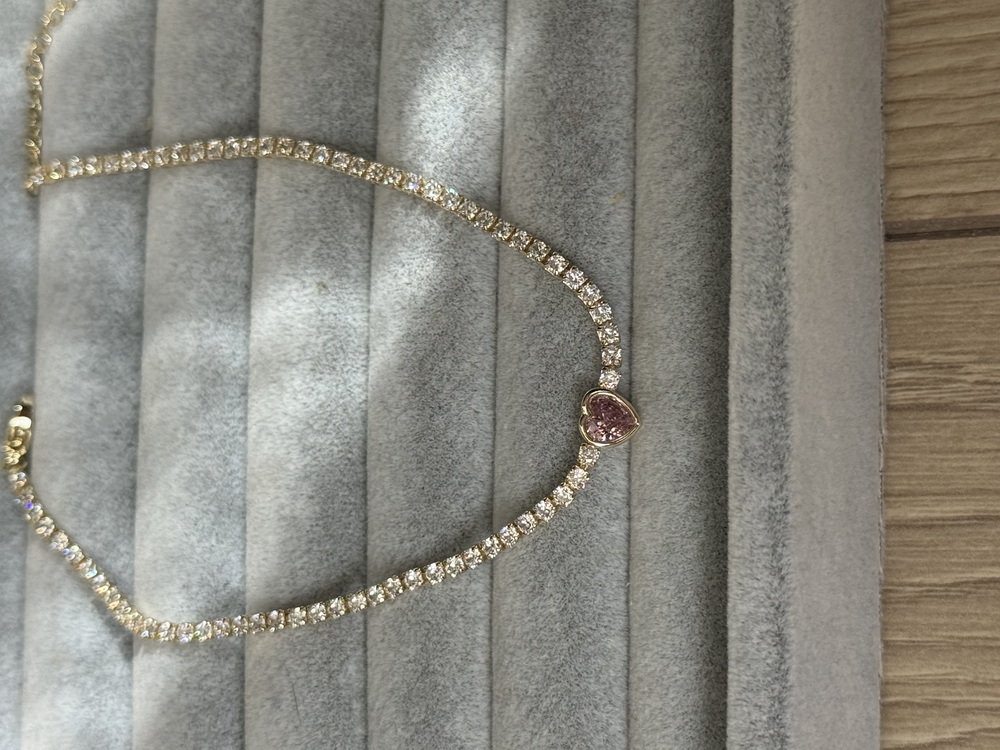 Zirkon taşlı pembe kalp su yolu halhal