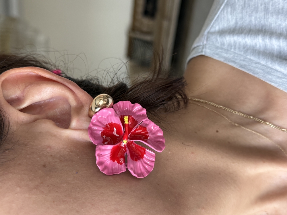 Zr model pembe menekşe küpe