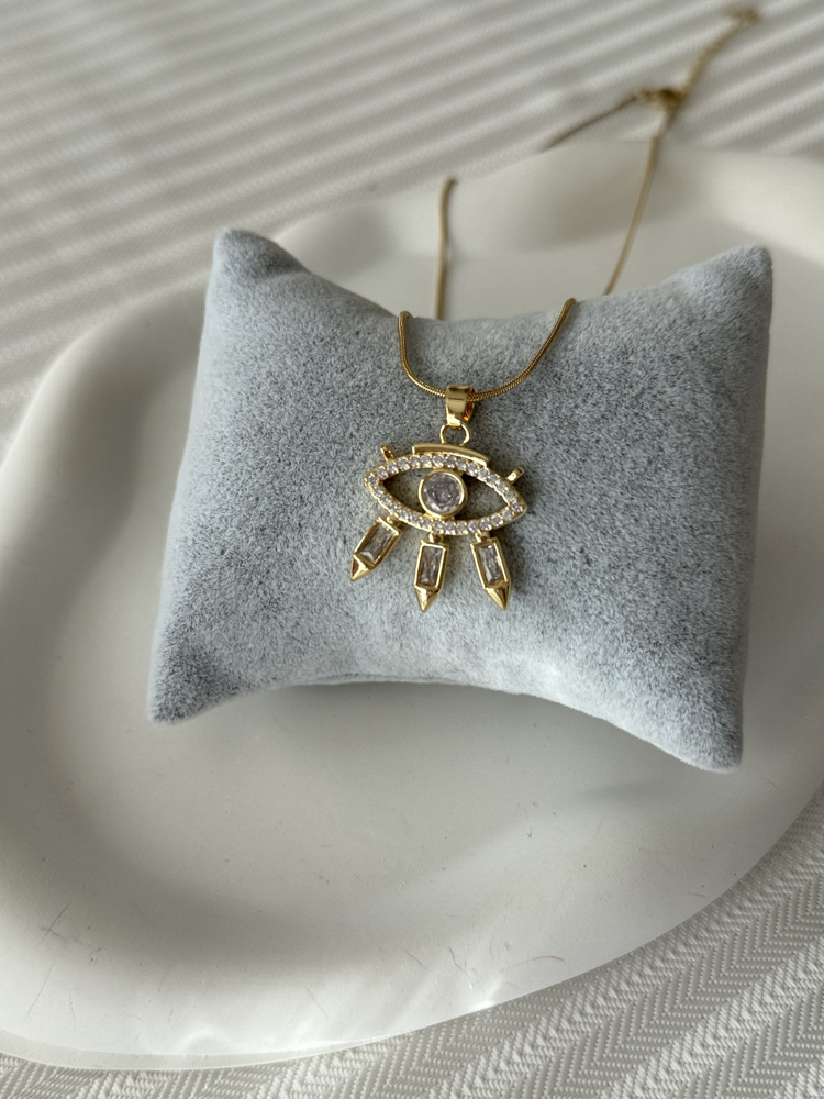 Zirkon taşlı göz gold kolye