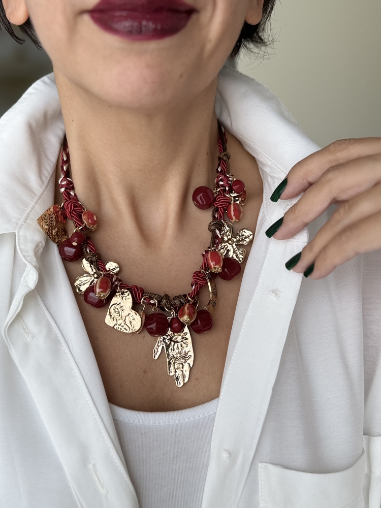 Zr model bordo choker kolye