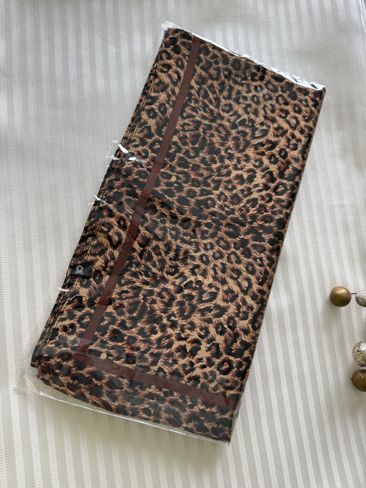 Leopar desenli saten fular bandana