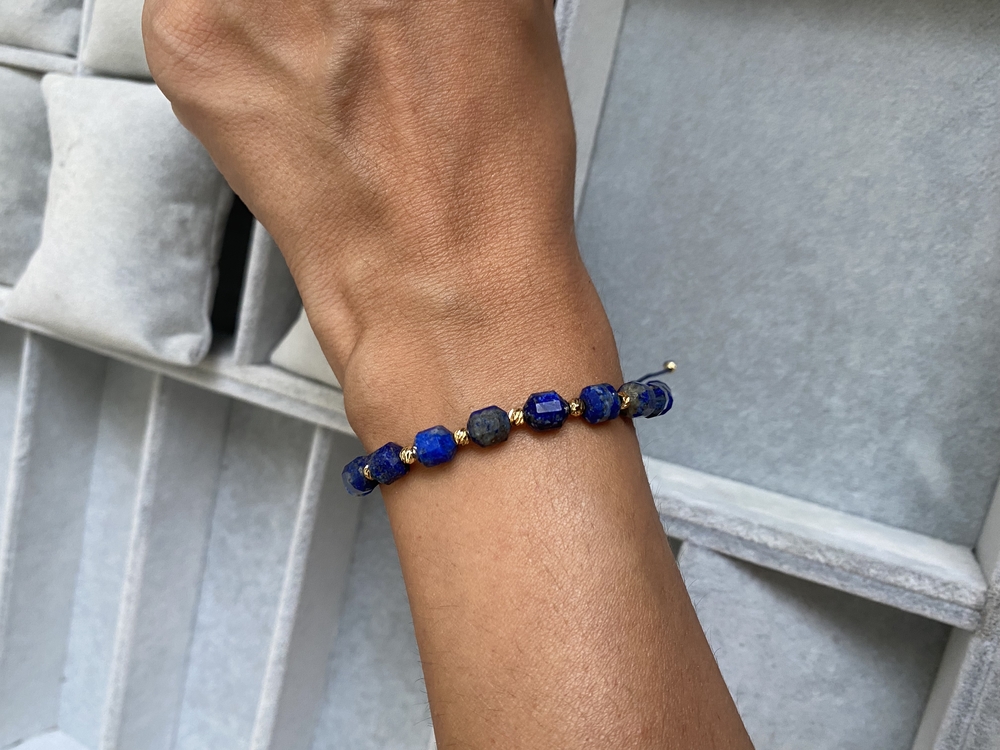 Lapis Lazuli Doğaltaş bileklik küp kesim