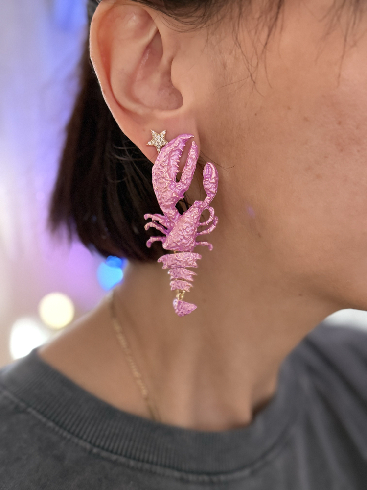 Mat Sedefli pembe istakoz küpe