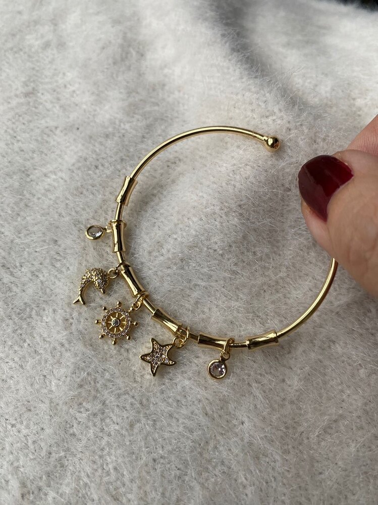Mini gold charmlı şans bilekliği