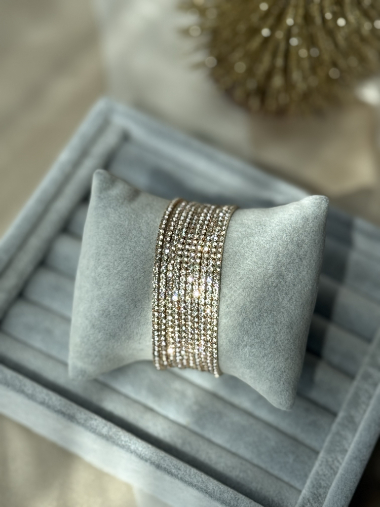Gold parlak taşlı 10 sıra bileklik