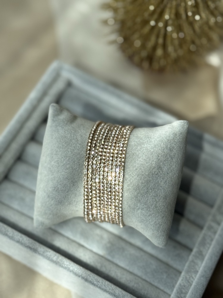 Gold parlak taşlı 10 sıra bileklik