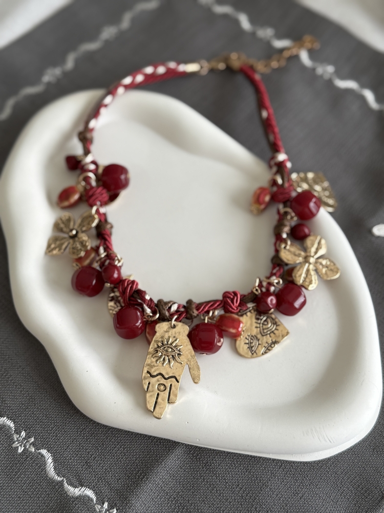 Zr model bordo choker kolye