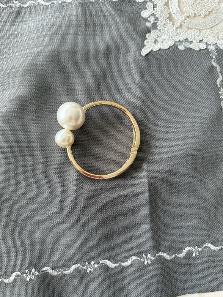 Büyük küçük incili gold kelepçe bileklik