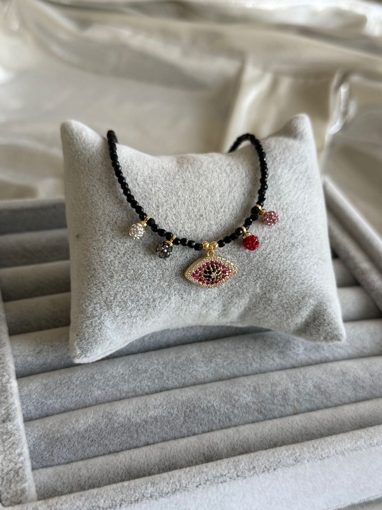 Siyah kristal charm kolye