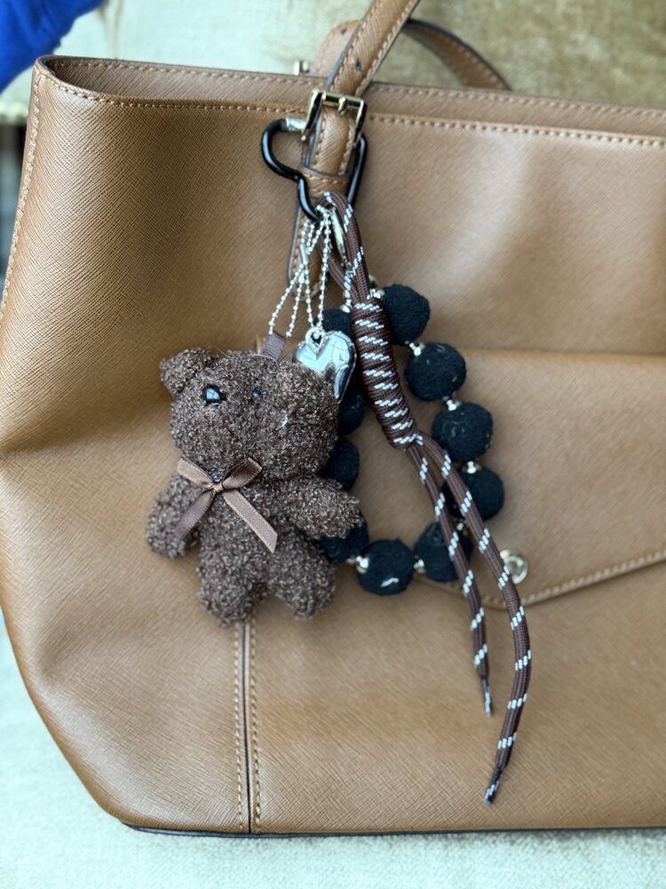 Koyu kahve teddy bear sallantılı çanta charmı
