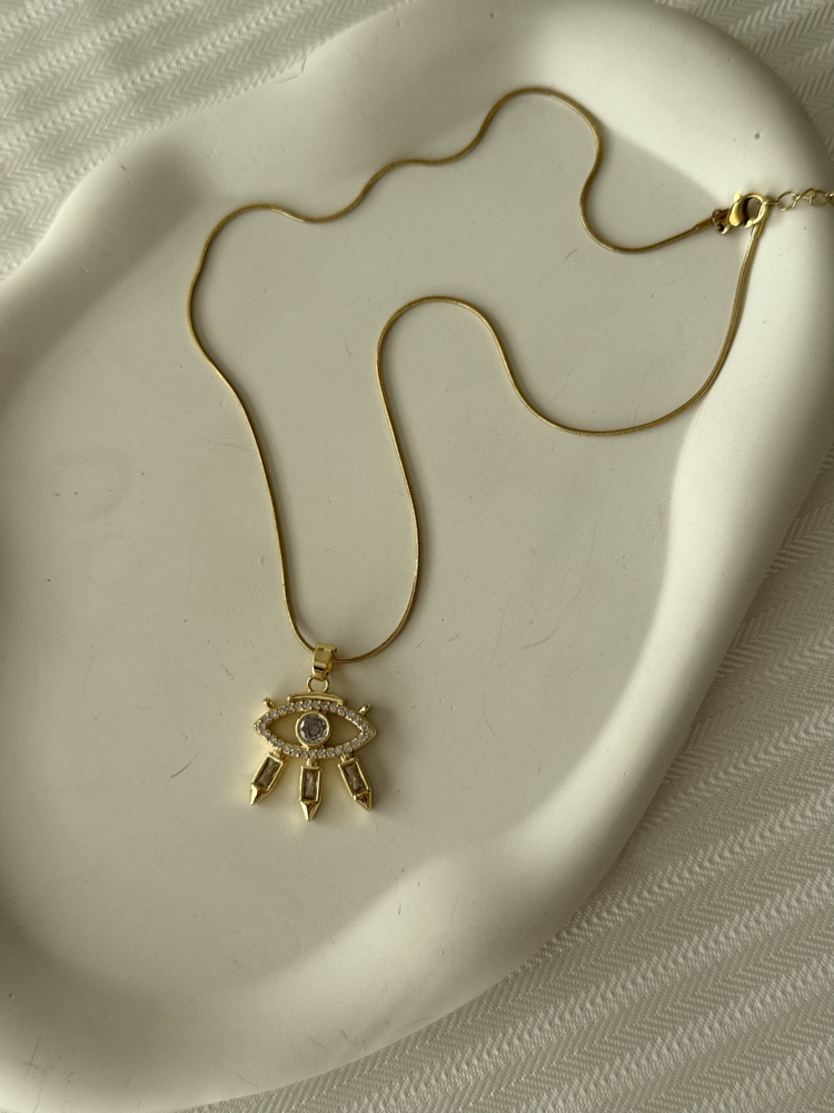 Zirkon taşlı göz gold kolye