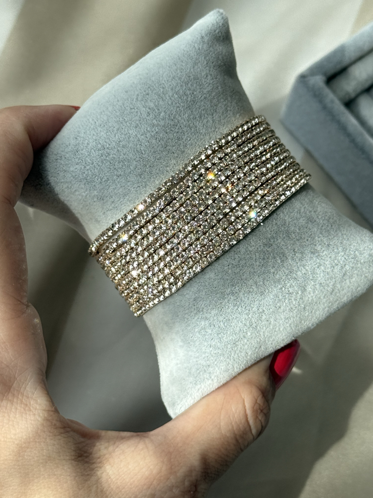 Gold parlak taşlı 10 sıra bileklik