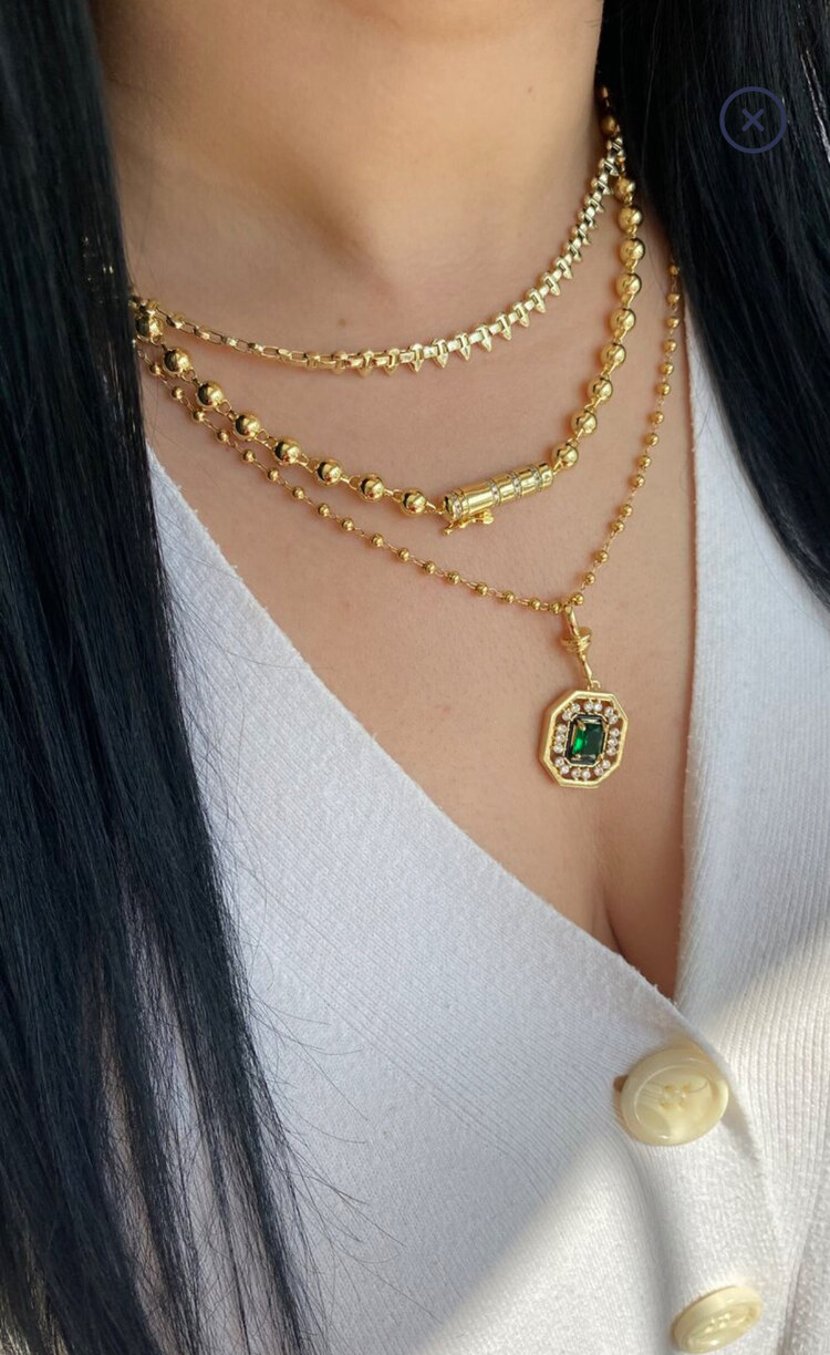 Taşlı topçuk serenay kolye