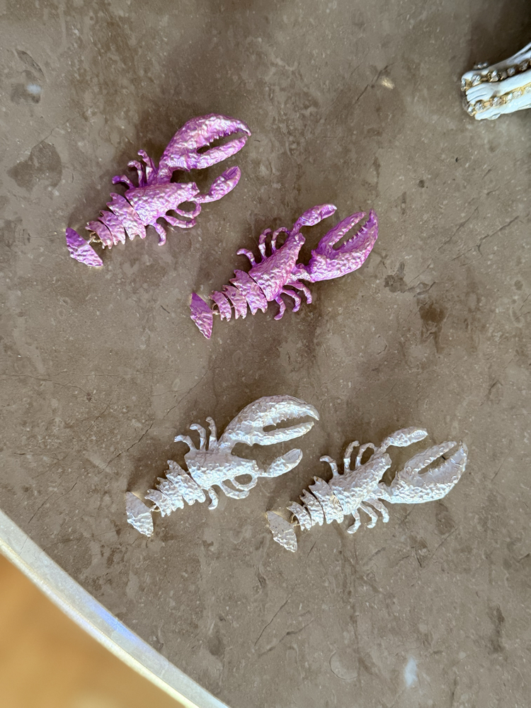 Mat Sedefli pembe istakoz küpe