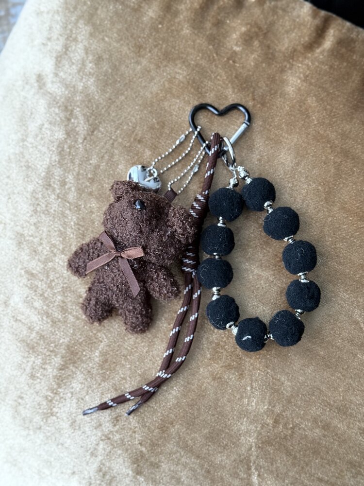 Koyu kahve teddy bear sallantılı çanta charmı