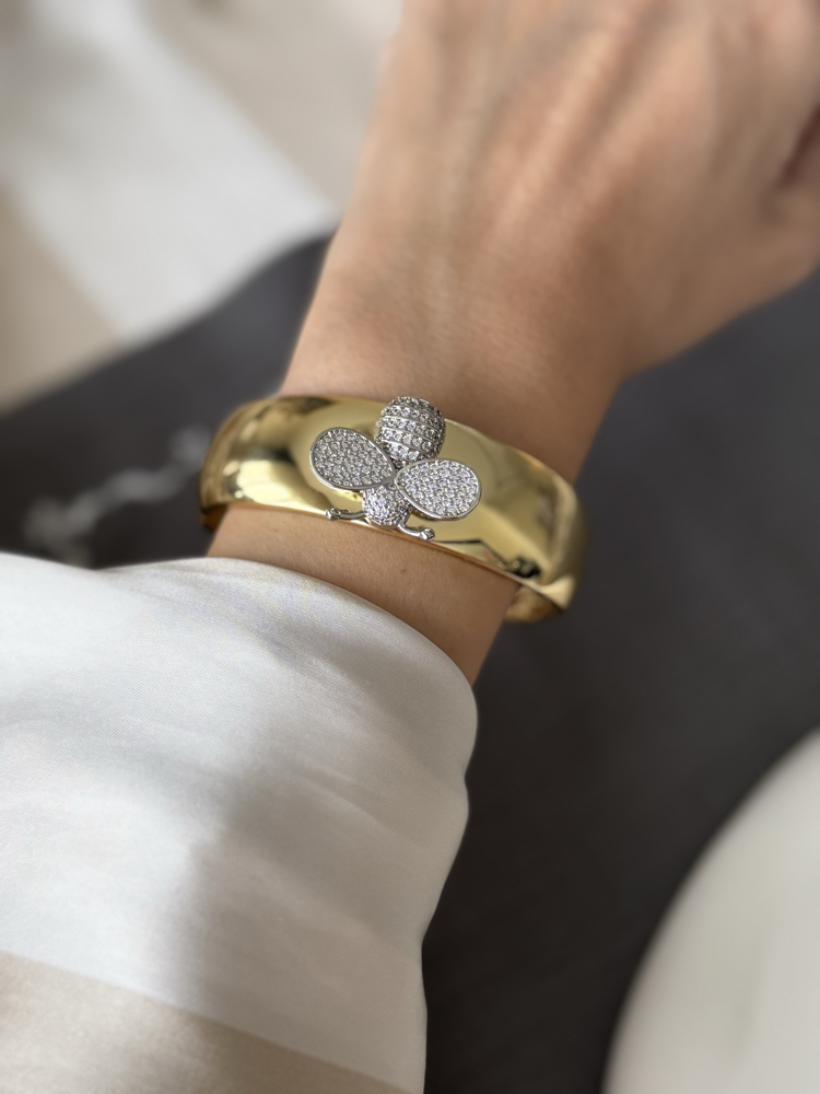 Taşlı arı gold kelepçe bileklik