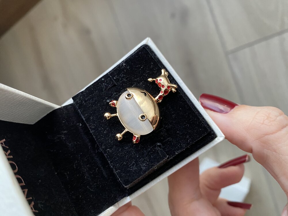 Taşlı zürafa gold broş