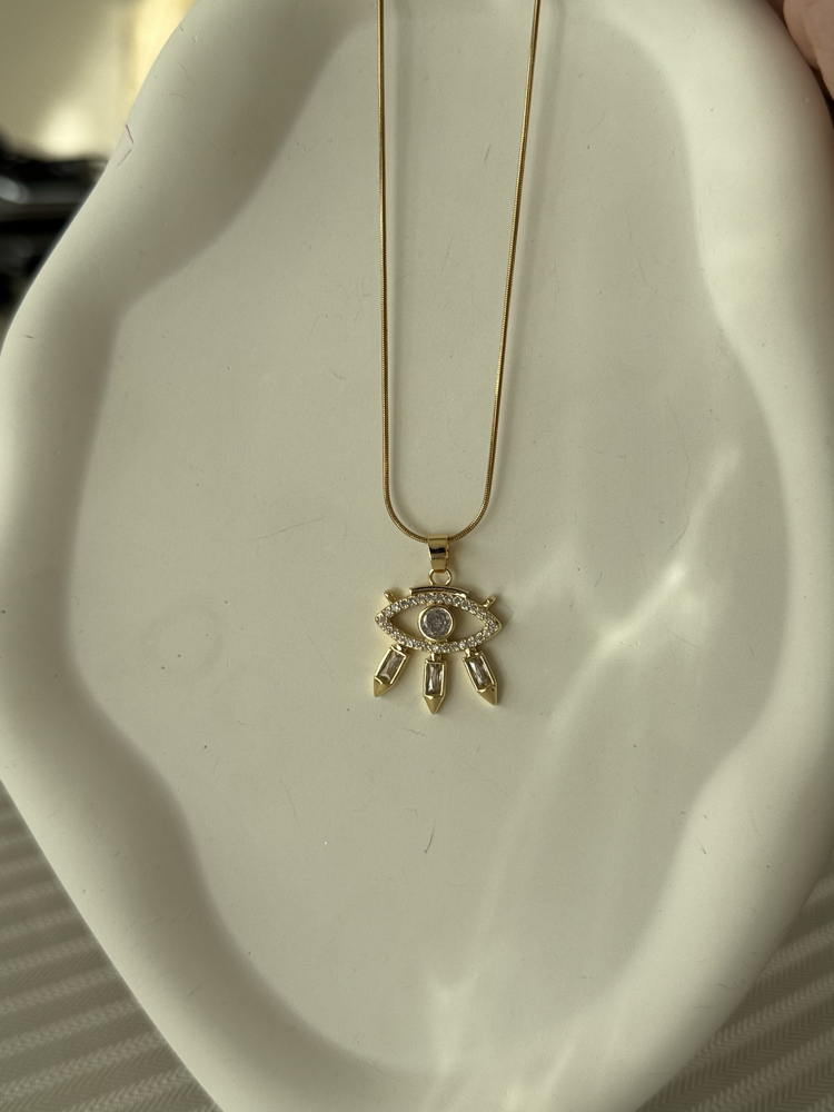 Zirkon taşlı göz gold kolye