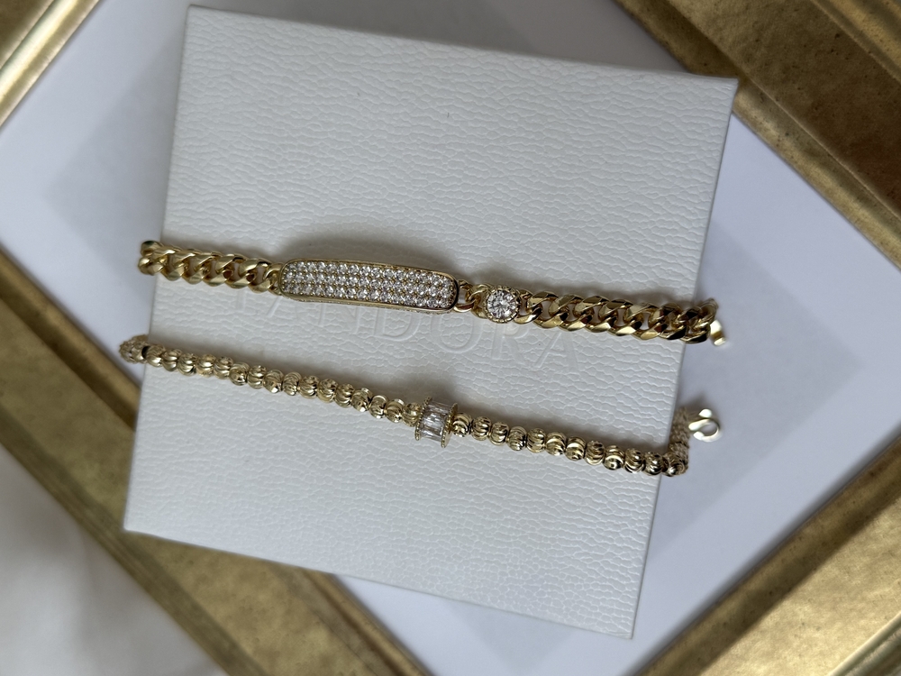 Gold taşlı özel seri künye bileklik