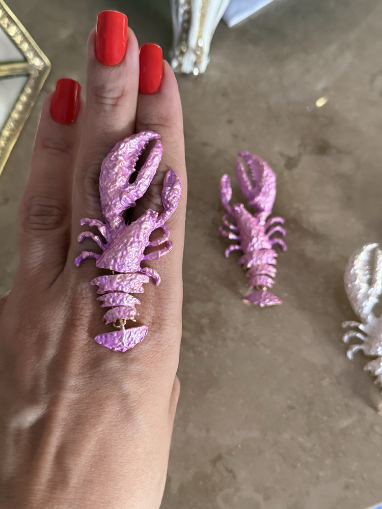 Mat Sedefli pembe istakoz küpe