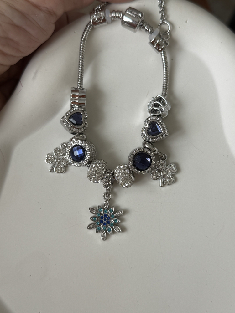 Gece mavisi charm detaylı yılan bileklik