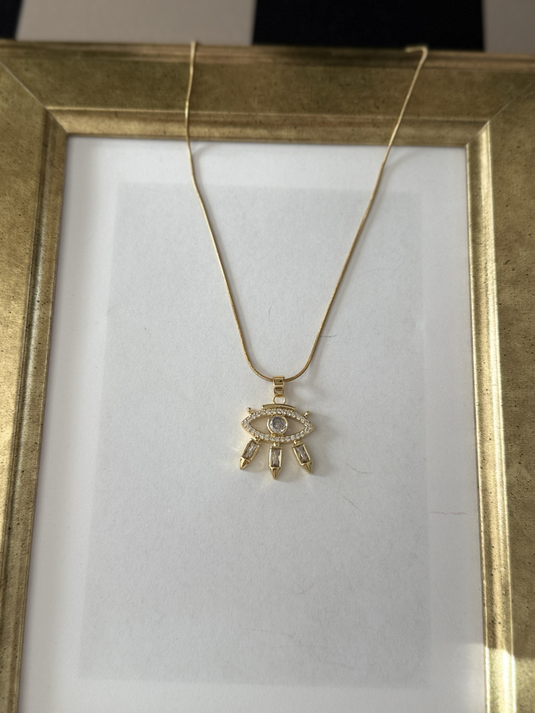 Zirkon taşlı göz gold kolye