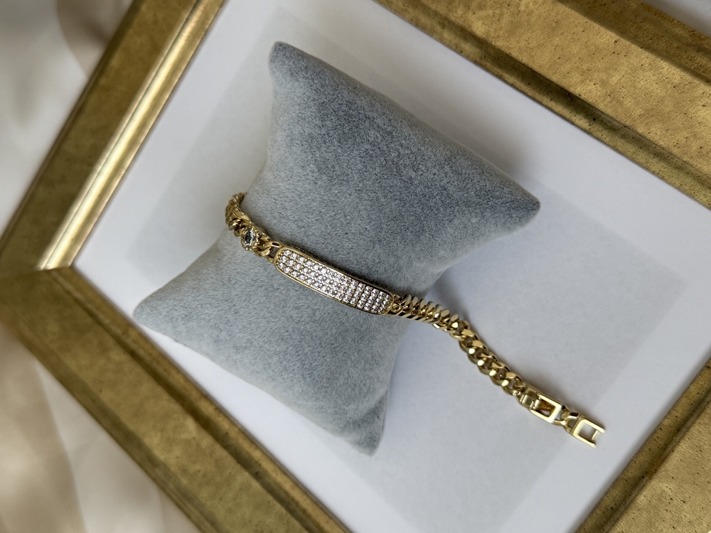 Gold taşlı özel seri künye bileklik