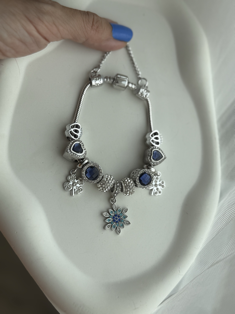 Gece mavisi charm detaylı yılan bileklik