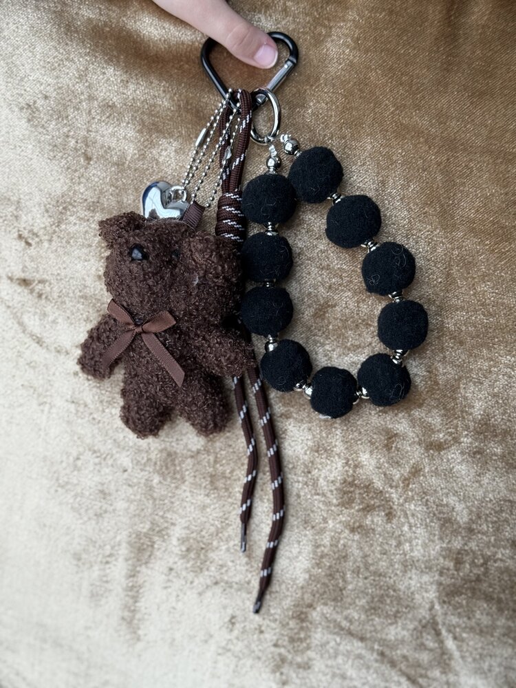 Koyu kahve teddy bear sallantılı çanta charmı