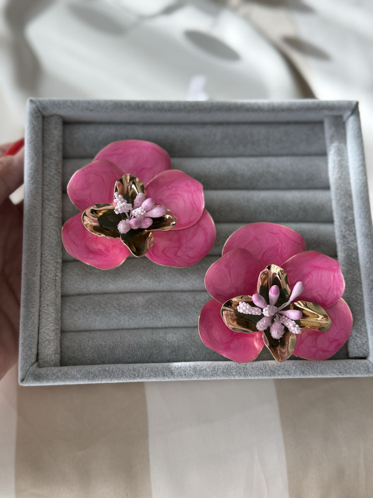 Pembe Sakura çiçeği küpe