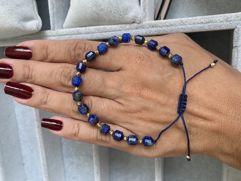 Lapis Lazuli Doğaltaş bileklik küp kesim