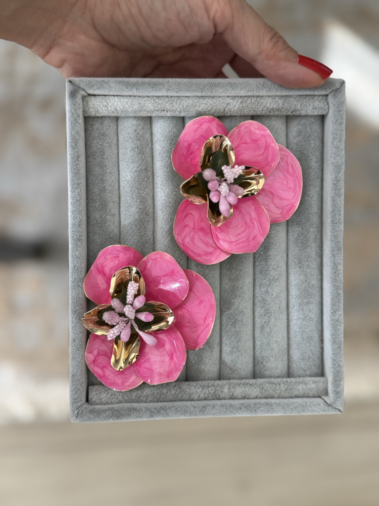 Pembe Sakura çiçeği küpe