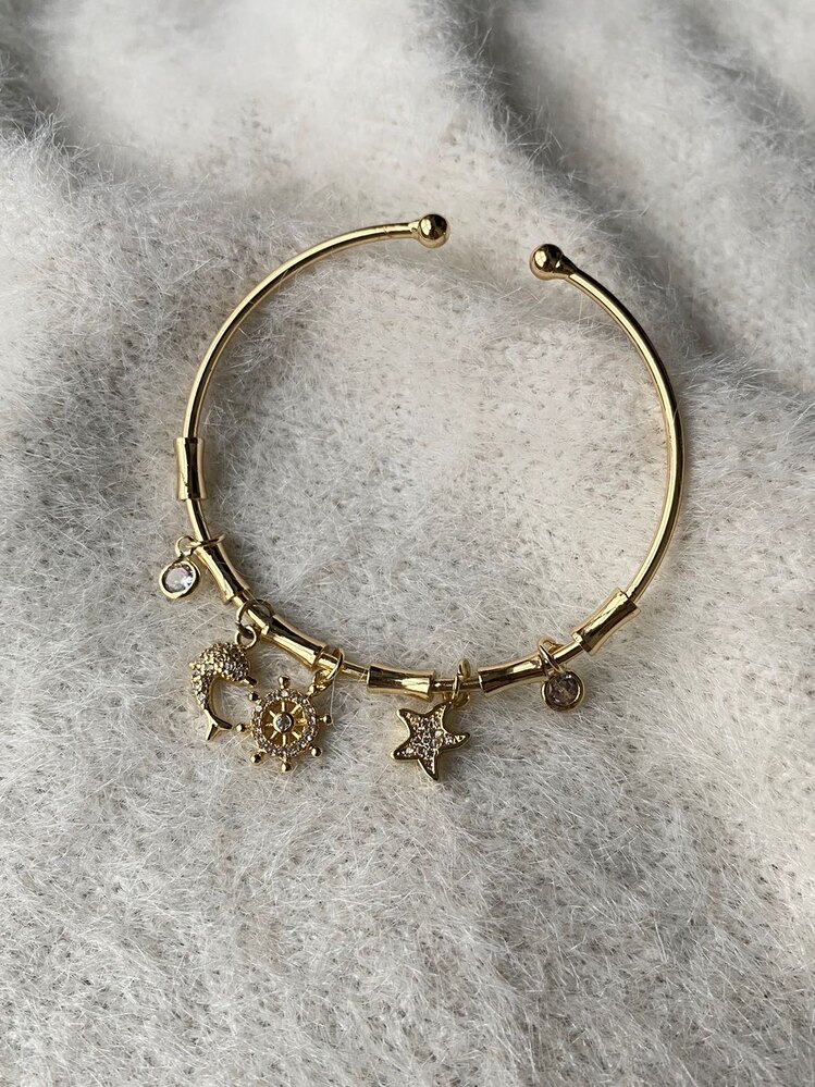 Mini gold charmlı şans bilekliği