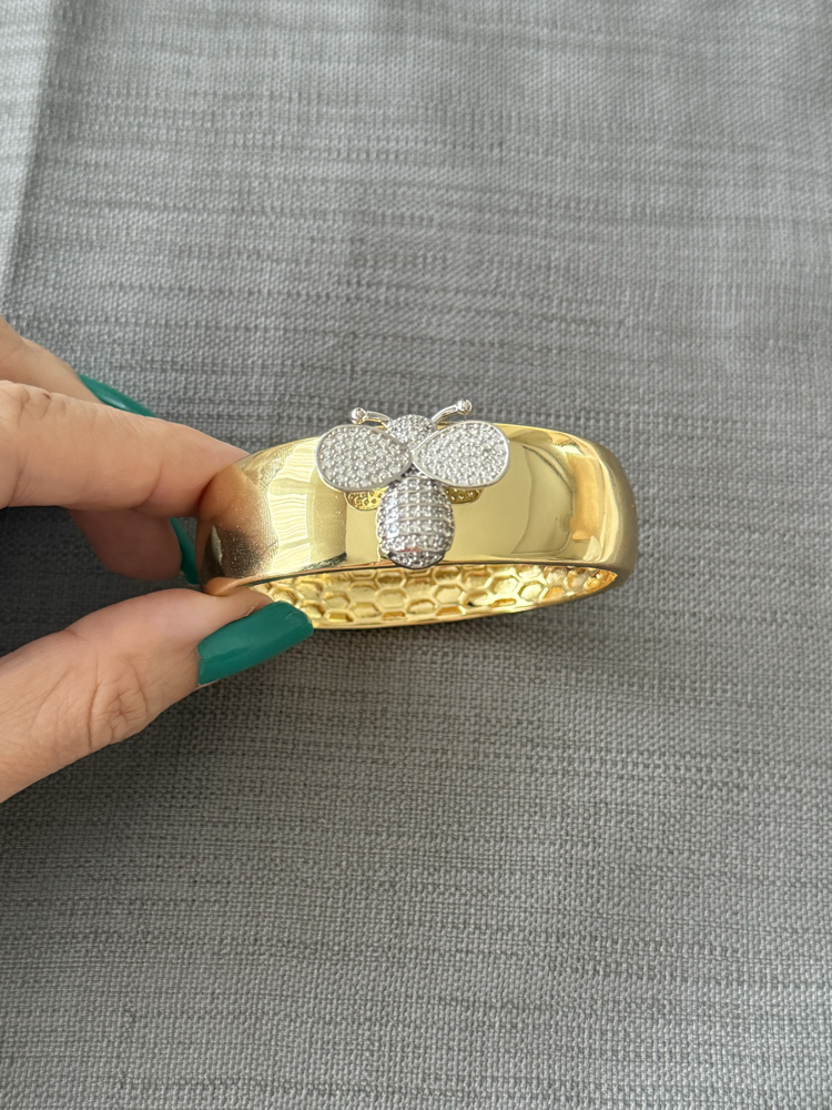 Taşlı arı gold kelepçe bileklik