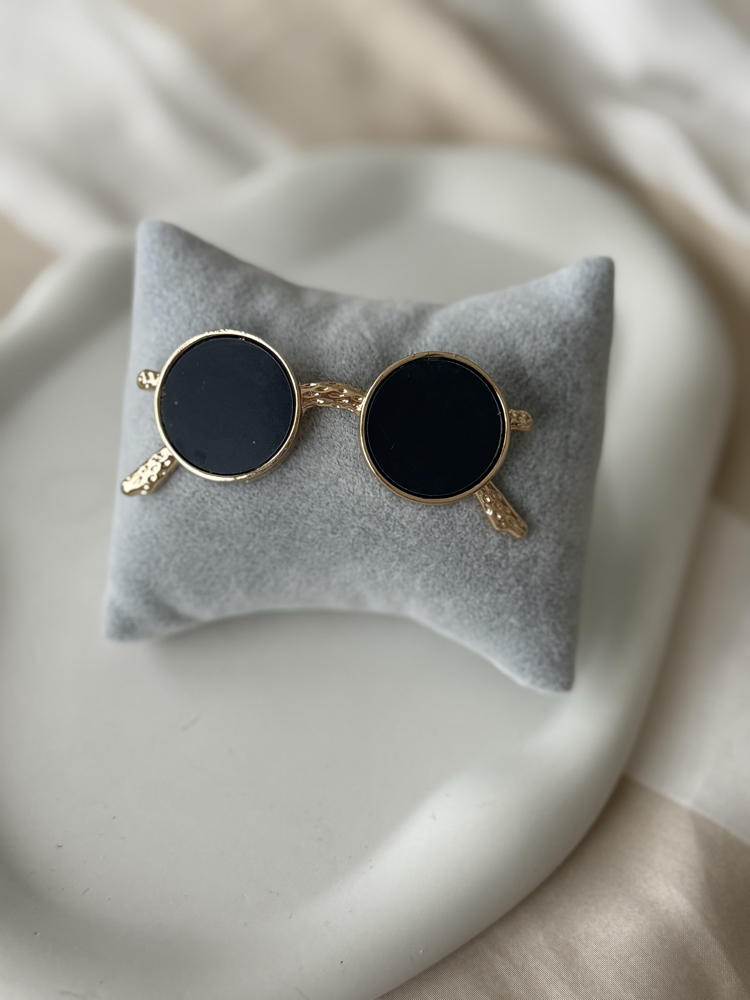 Gözlük gold metal broş