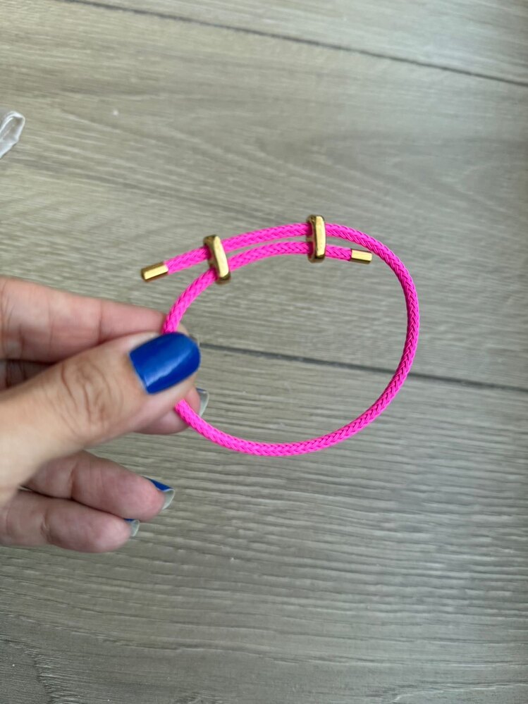 Fosforlu pembe kordon ip bileklik