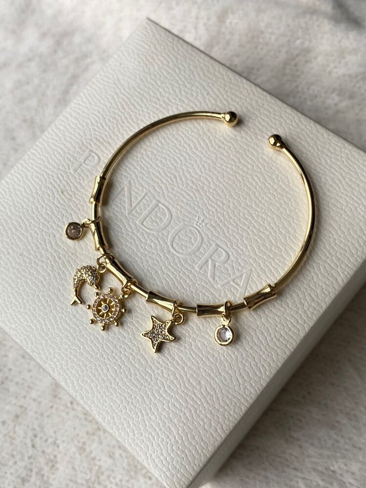 Mini gold charmlı şans bilekliği